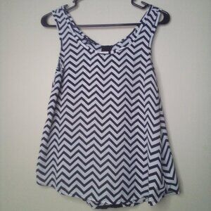 Haute Monde Blouse Shirt M Women Sleeveless Bow Ruffle Stripe Black White